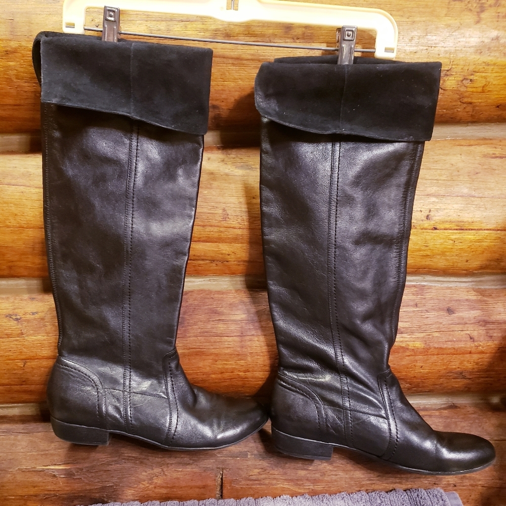 "NICOLE" 7 M BLACK LEATHER BOOTS